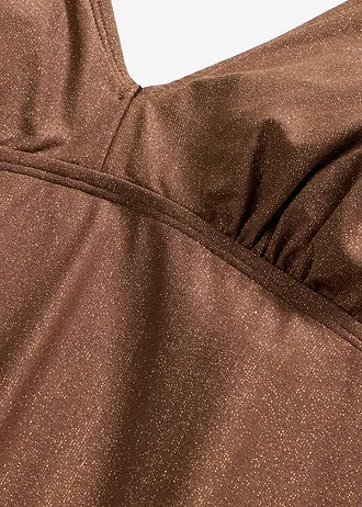 Tankini z połyskującego materiału (komplet 2-cz.) • brązowy • sklep bonprix