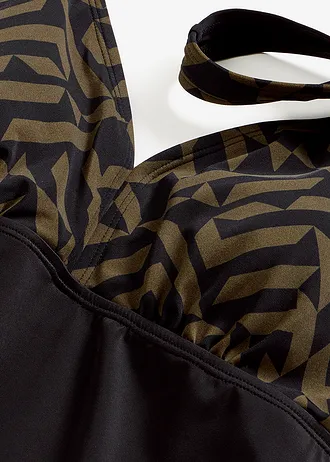 Zwangerschapsbadpak met V-hals • zwart/donkerolijfgroen grafische print • bonprix online shop