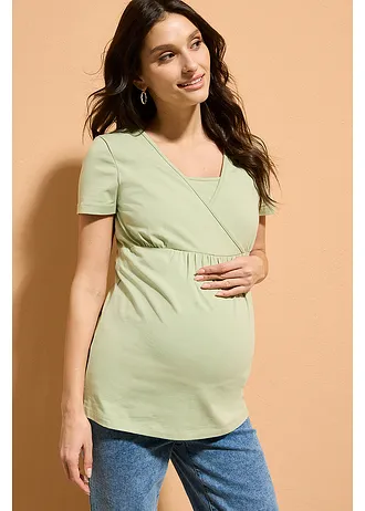 T-shirt de grossesse et d’allaitement en coton • vert pâle • Boutique bonprix