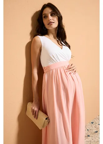 Elegante zwangerschapsjurk met borstvoedingsfunctie • wit-zoet roze • bonprix online shop