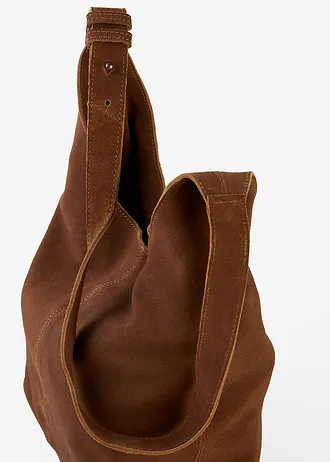 Geantă tip sac din piele întoarsă • maro cappuccino • magazin bonprix