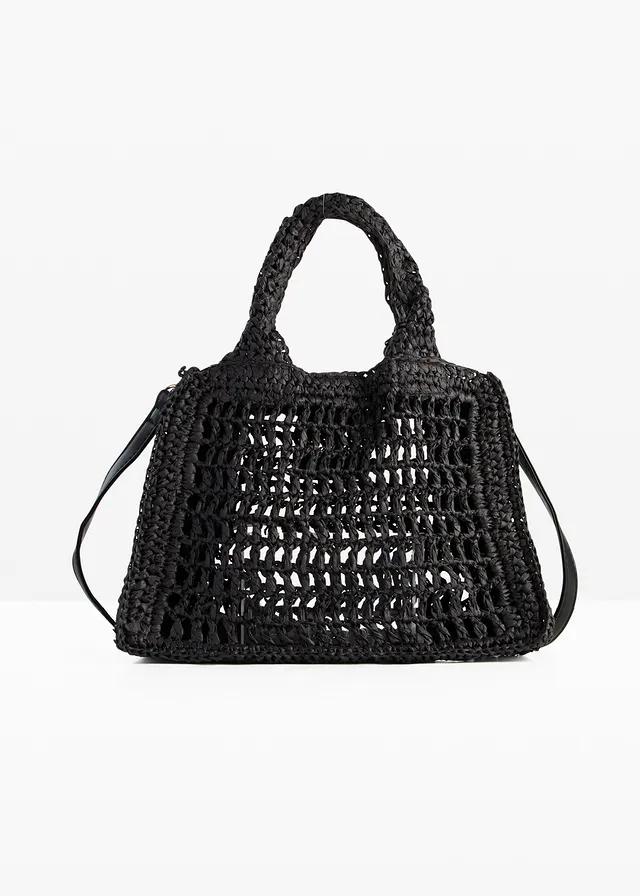 Sac à bandoulière aspect paille • noir • Boutique bonprix