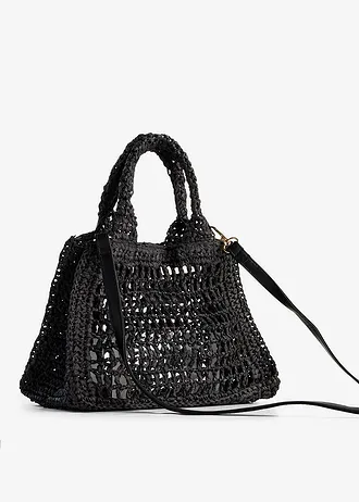 Sac à bandoulière aspect paille • noir • Boutique bonprix