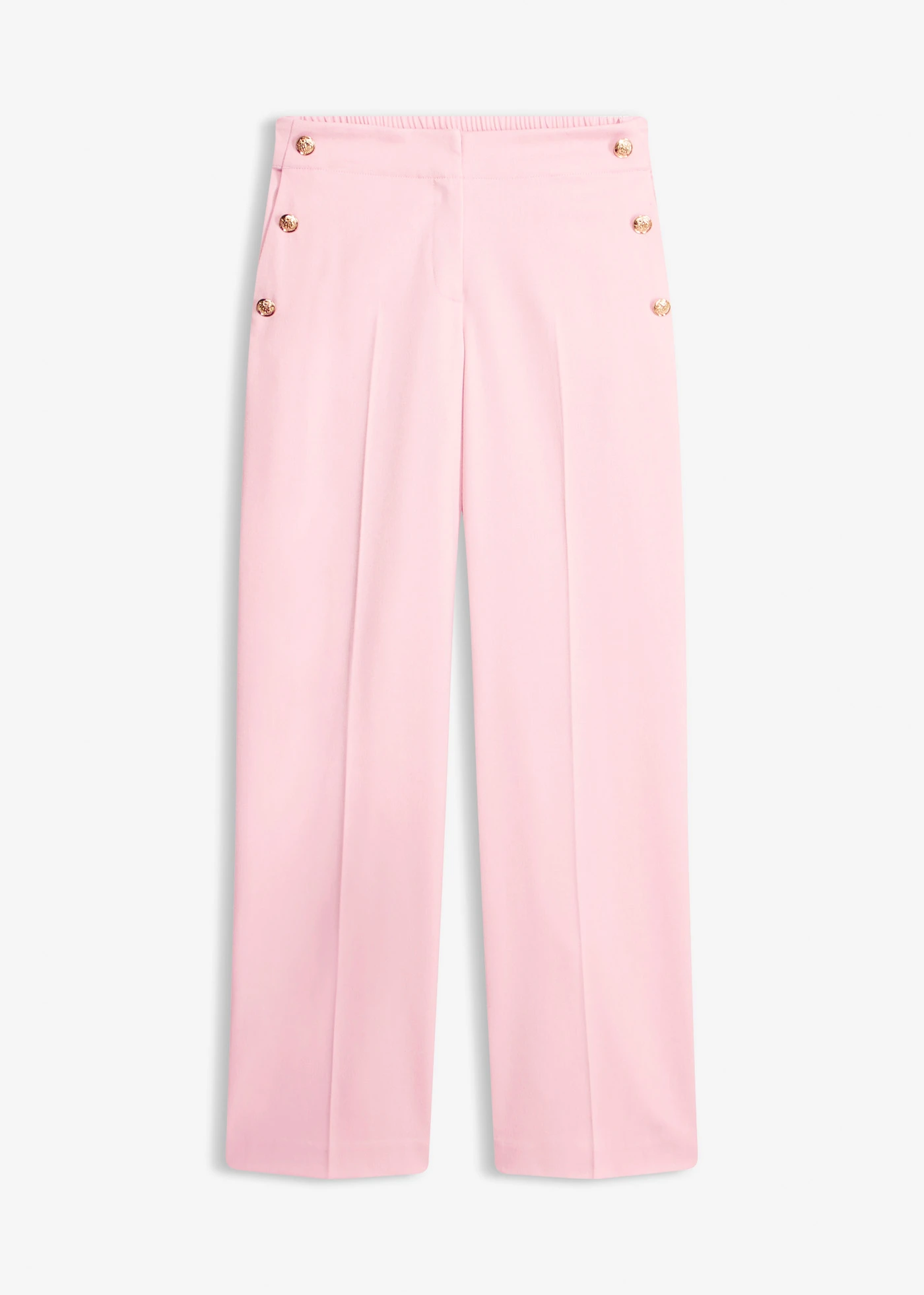 Pantalon large à pinces et boutons décoratifs • rose cendré • Boutique bonprix