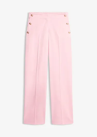 Pantaloni Marlene cu nasturi decorativi, culoare: roz cenușiu