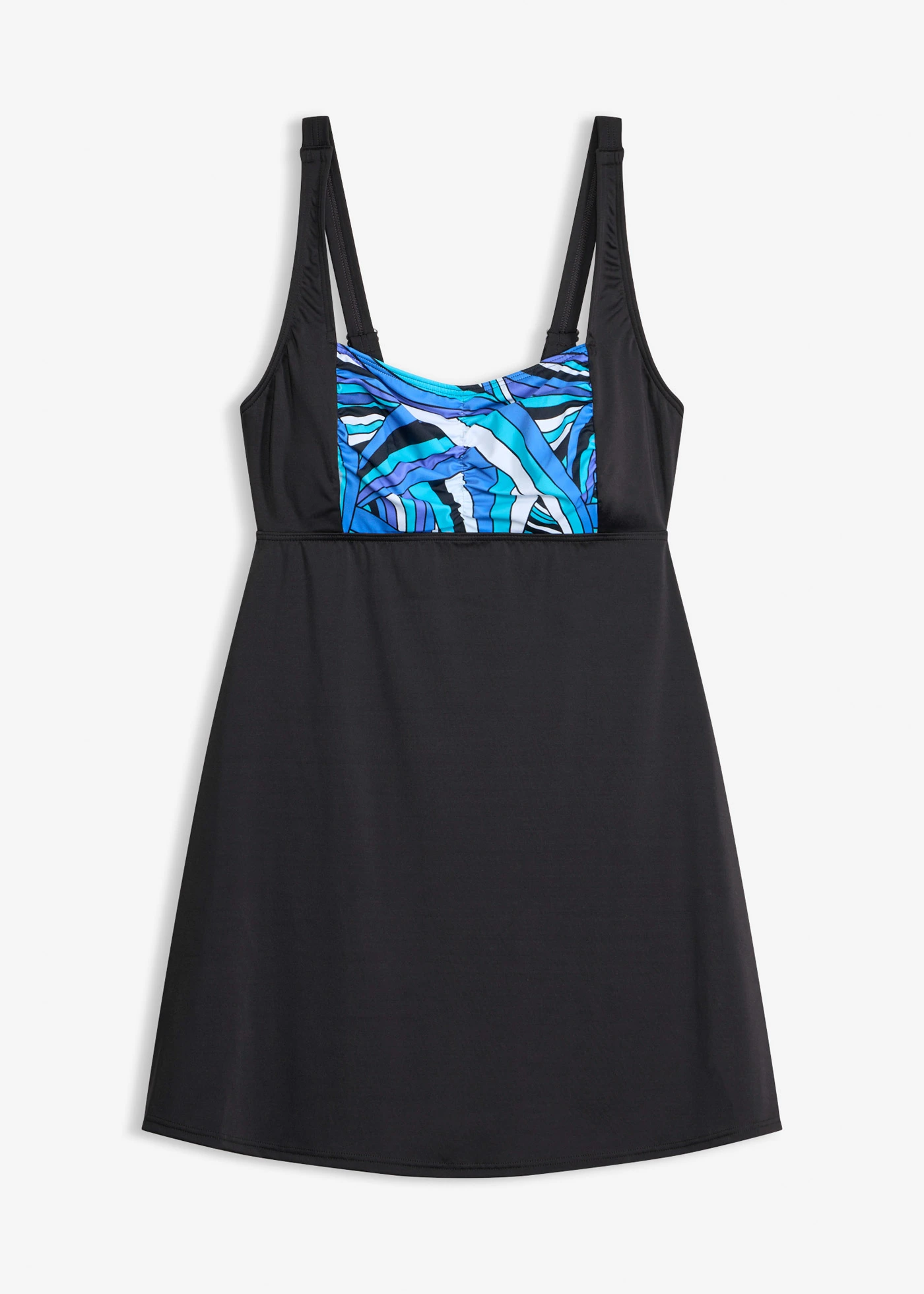 Top lung tankini • negru-albastru grafic • magazin bonprix