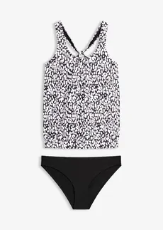 Oversized tankini (2-dlg. set), Kleur: zwart-wit gestippeld