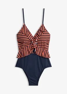 Costum de baie cu volan • corai/bleumarin dungat • magazin bonprix