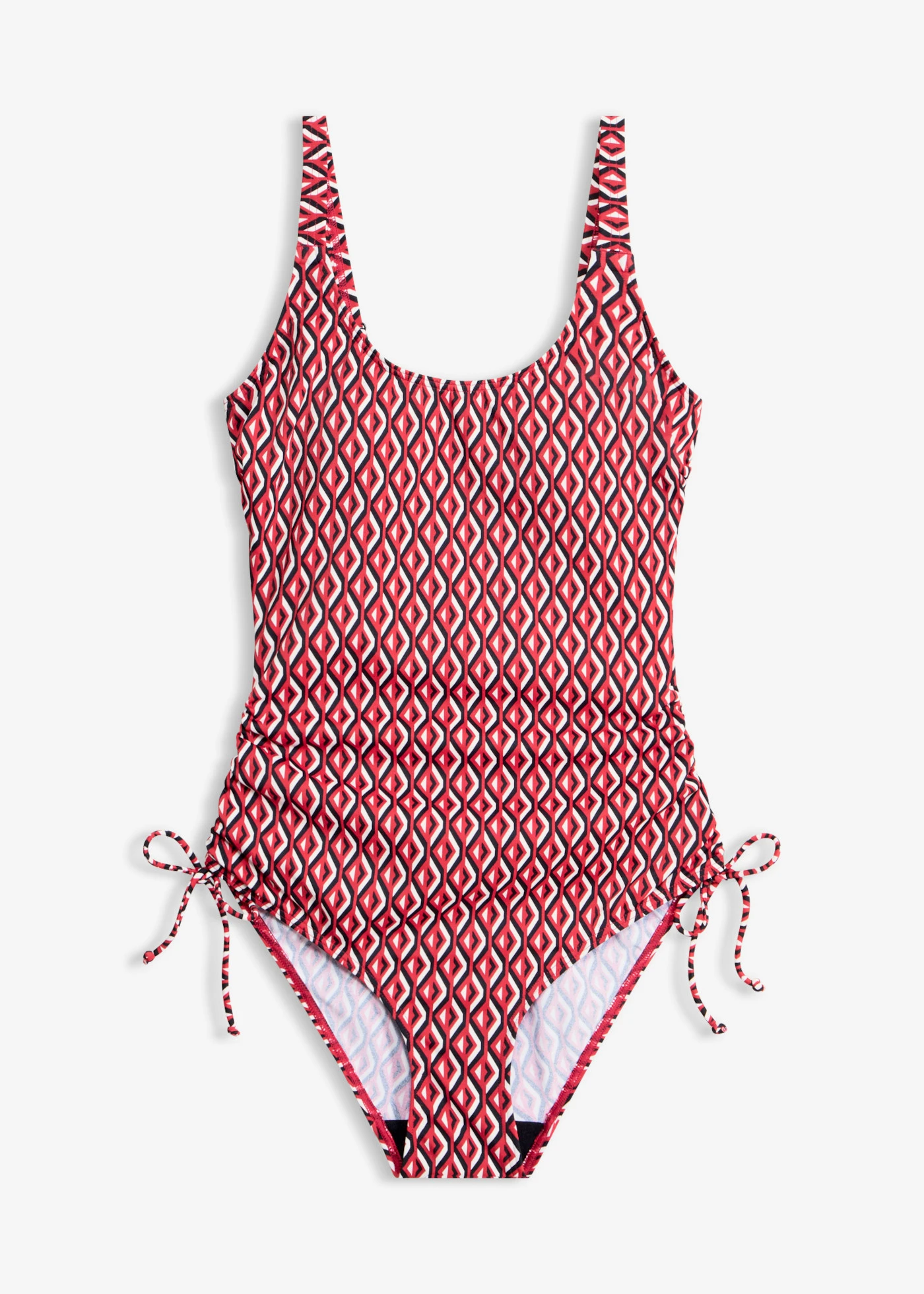 Maillot 1 pièce à nouettes • rouge salsa graphique • Boutique bonprix