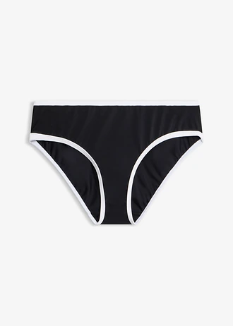 Slip cu cusături contrast albe, culoare: negru