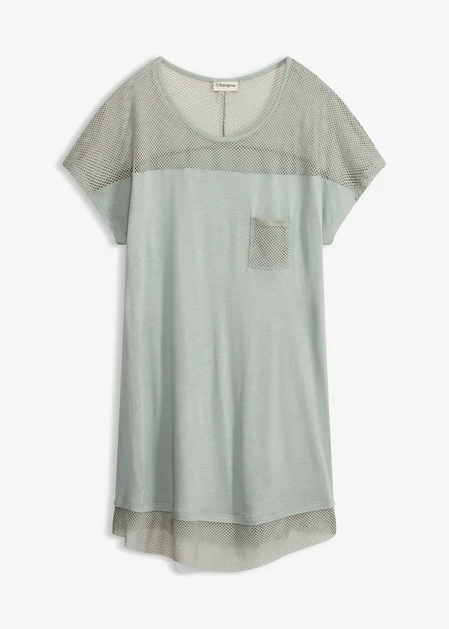 Hosszú strandpóló puha viszkózból • világos nádzöld • bonprix áruház