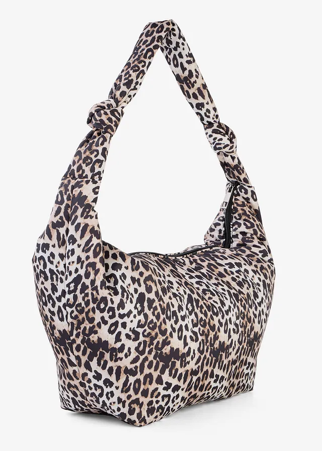 Sac à bandoulière et imprimé léopard, Couleur: sable clair-noir-beige naturel léopard