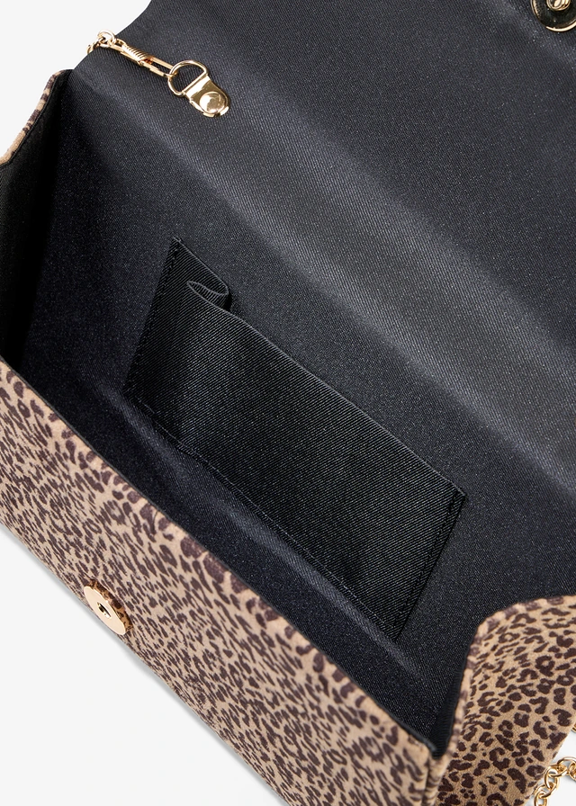 Clutch in suède-look met luipaardprint • lichtsand-zwart luipaardprint • product-page.page-title-suffix