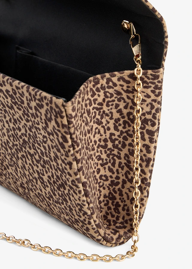 Clutch in suède-look met luipaardprint • lichtsand-zwart luipaardprint • product-page.page-title-suffix