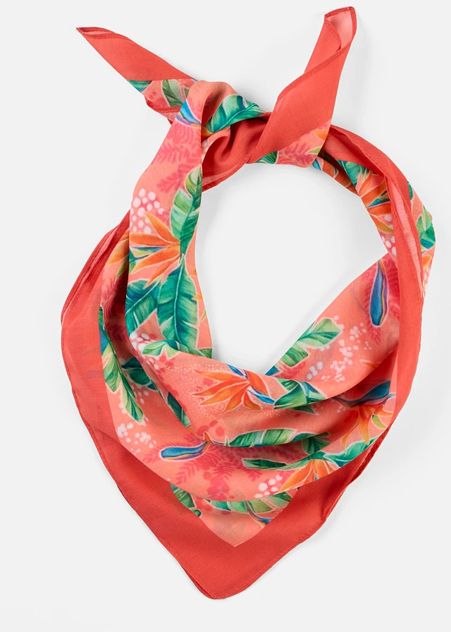 Foulard à imprimé tropical, Couleur: orange floral