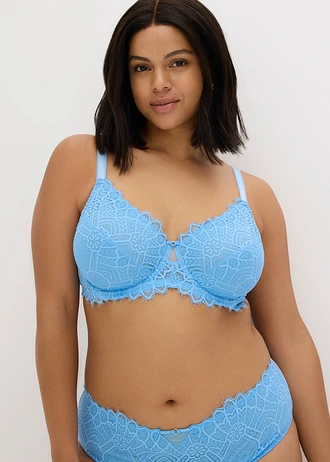 Biustonosz minimizer z detalami w złotym kolorze, kolor: błękitny