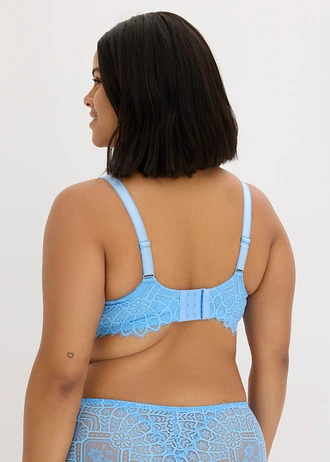Biustonosz minimizer z detalami w złotym kolorze, kolor: błękitny