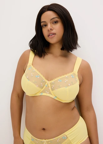 Minimizer bh met gewatteerde bandjes, Kleur: lichtgeel gebloemd