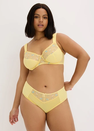 Minimizer bh met gewatteerde bandjes, Kleur: lichtgeel gebloemd