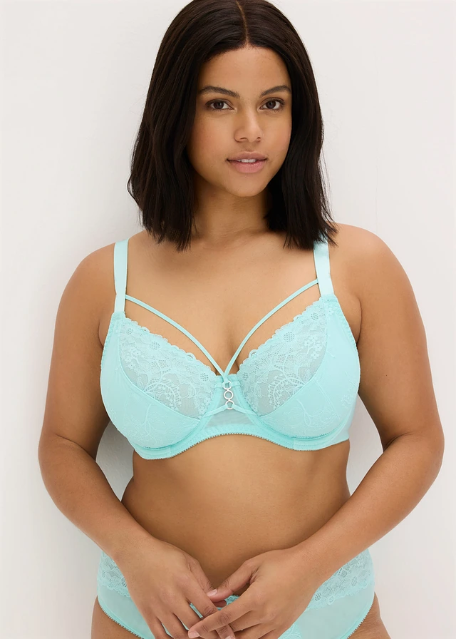 Soutien-gorge à armatures et lanières décoratives amovibles, Couleur: bleu aqua