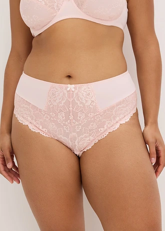 Chilot maxi cu dantelă floral (set/2 buc.), culoare: roz pal+alb