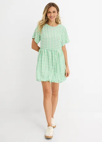 Rochie scurtă cu Bubblehem • verde/alb cadrilat • magazin bonprix