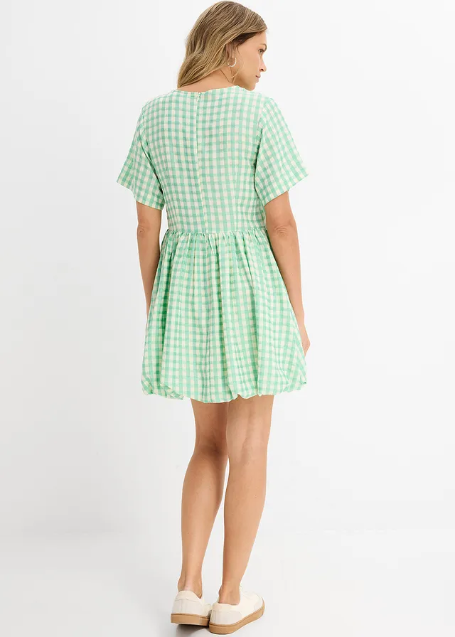 Robe courte base boule • vert-blanc carreaux • product-page.page-title-suffix