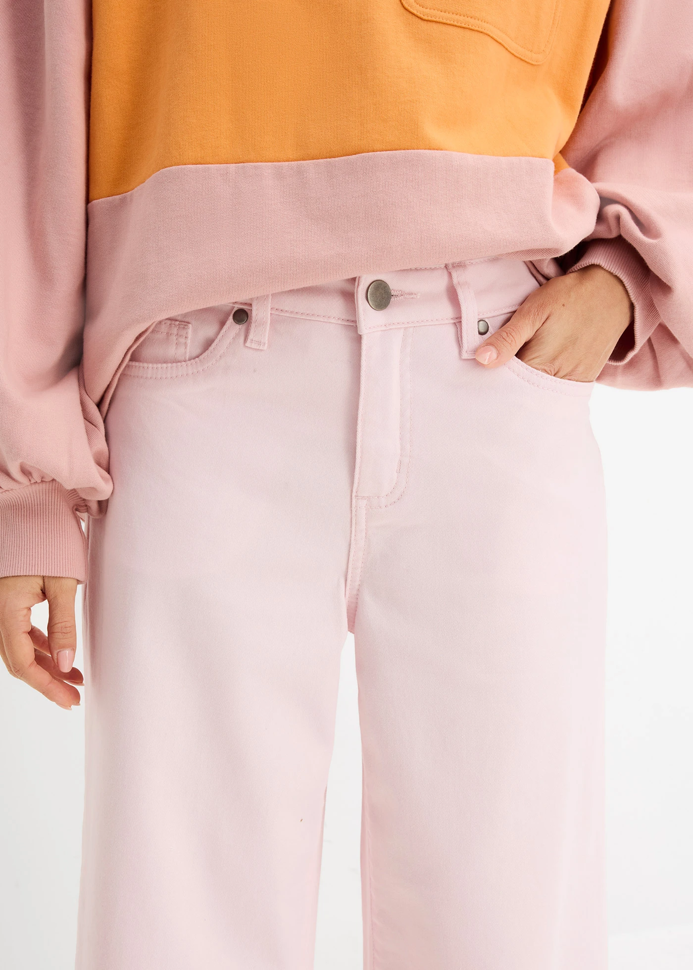 Culotte nohavice z elastického bavlneného mixu • svetloružová • obchod bonprix