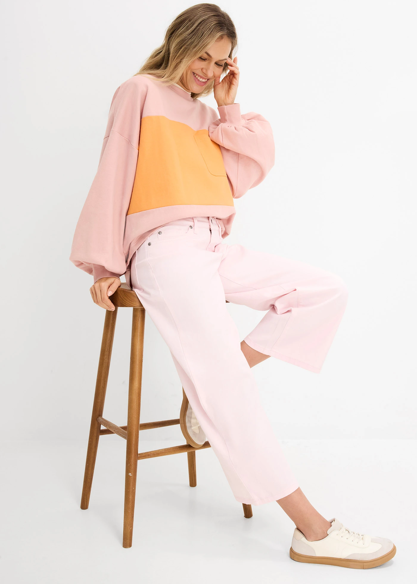 Culotte nohavice z elastického bavlneného mixu • svetloružová • obchod bonprix