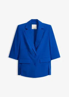 Blazer met modieus geaccentueerde schouders, Kleur: kobaltblauw