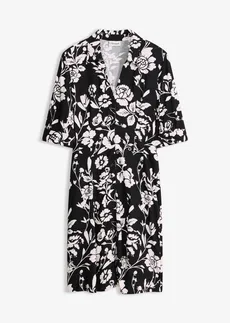 Blúz ruha puha viszkózból • fekete-gyapjúfehér virágmintás • bonprix áruház