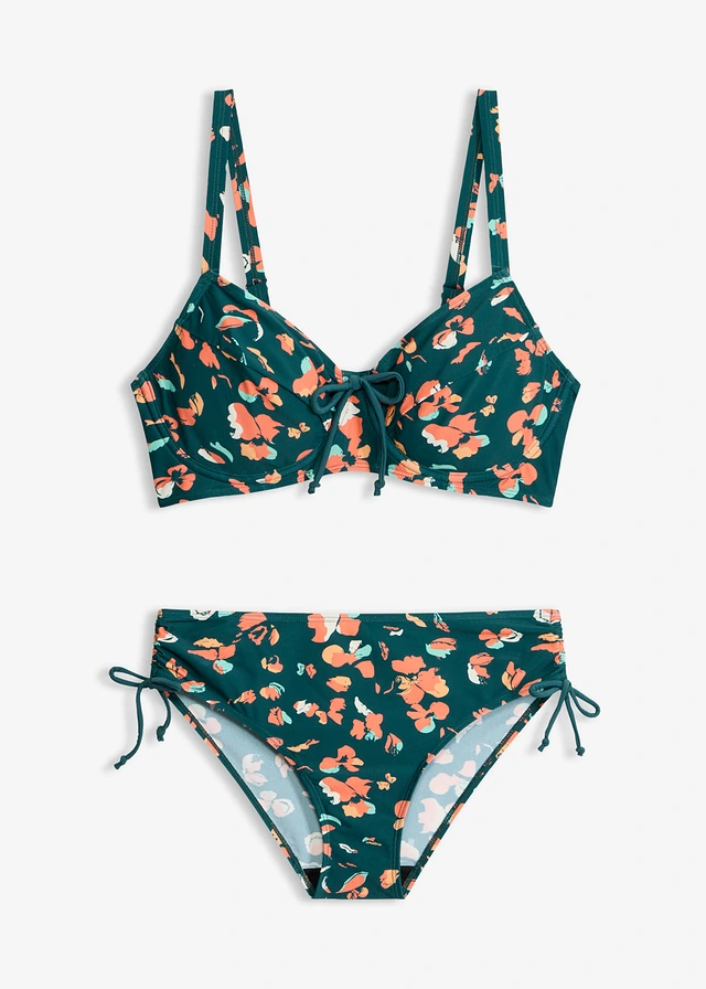 Costum de baie minimizer cu șireturi (set/2 piese) • smarald întunecat cu imprimeu grafic • magazin bonprix