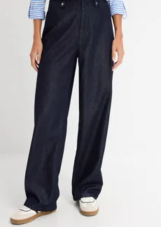 Jeansy o luźnym kroju, high waist, straigt, kolor: granatowy denim unwashed