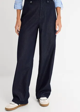 Džíny Loose Straight, High Waist, barva: sytě modrý denim unwashed