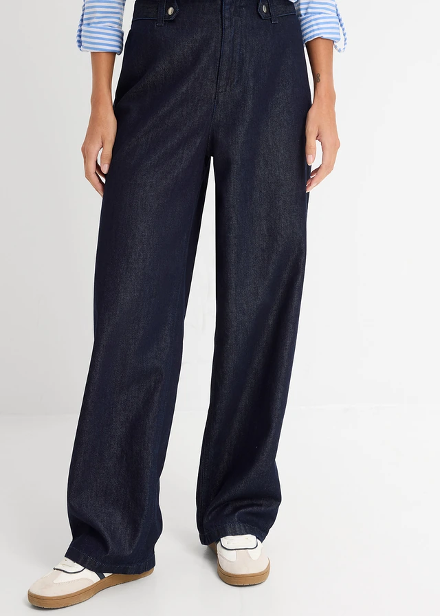 Loose fit straight jeans, high waist • diepblauw denim ongewassen • product-page.page-title-suffix