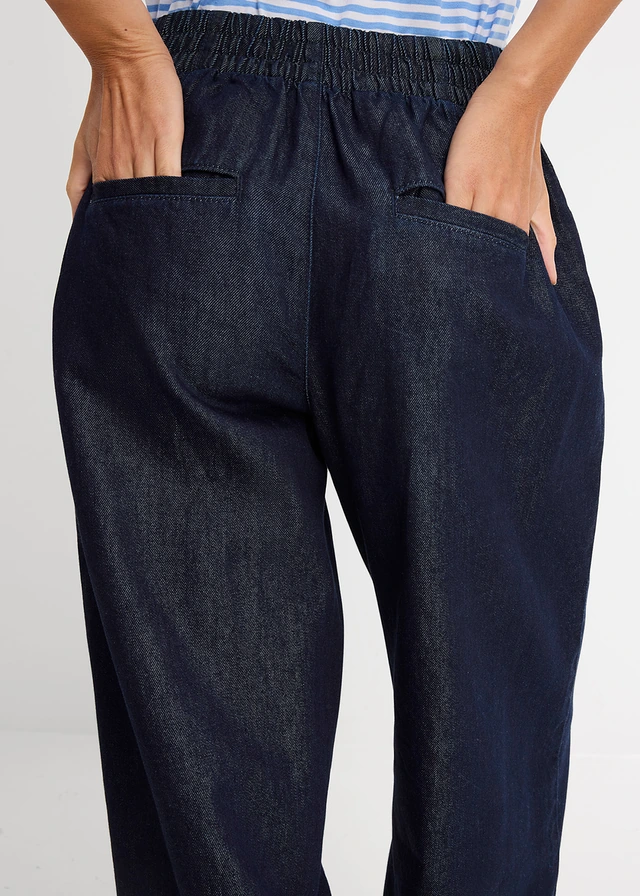 Jean droit et loose, taille haute • bleu foncé denim brut • product-page.page-title-suffix