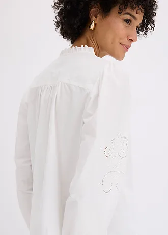 Tunique en coton à broderie ajourée • ecru • Boutique bonprix