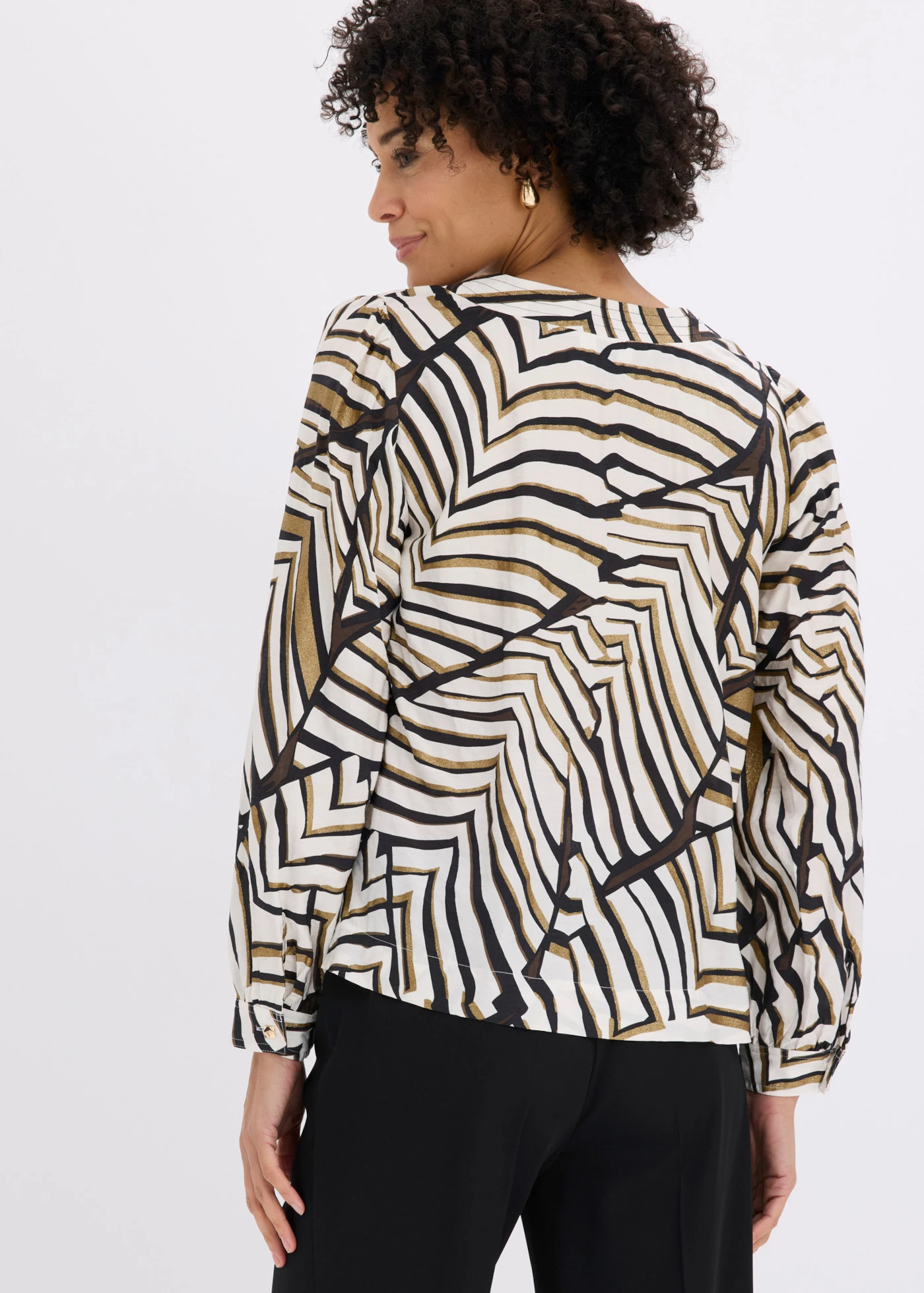 Tunika s dekoratívnymi švíkmi • čierna/biela vlna potlačená • obchod bonprix