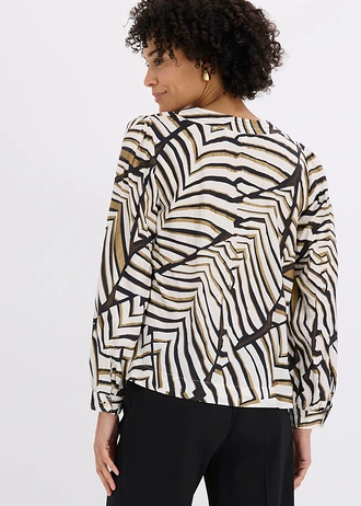 Tunika s dekoratívnymi švíkmi • čierna/biela vlna potlačená • obchod bonprix