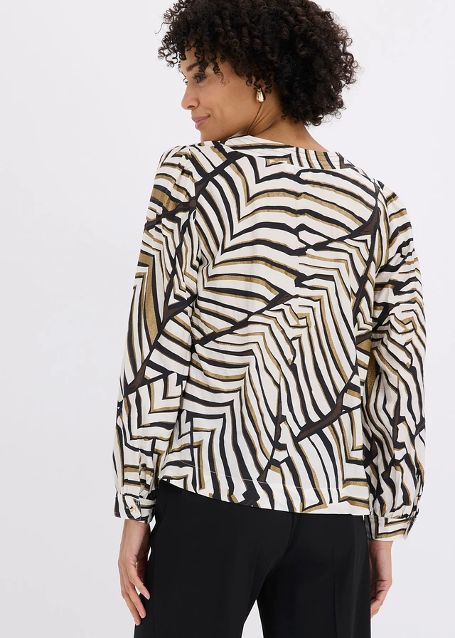 Tuniek met decoratieve naden, Kleur: zwart-wolwit met print