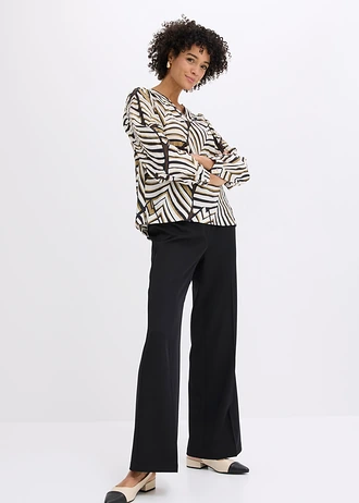 Tunică cu cusături decorative • negru-ecru cu imprimeu • magazin bonprix