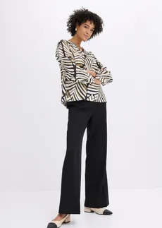 Tuniek met decoratieve naden, Kleur: zwart-wolwit met print