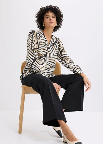 Tunika s dekoratívnymi švíkmi • čierna/biela vlna potlačená • obchod bonprix