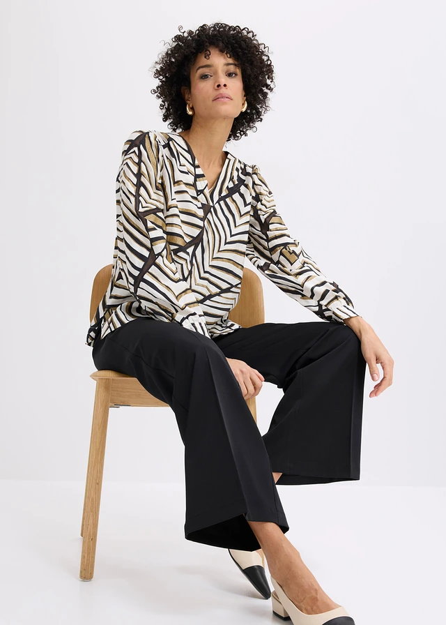 Tuniek met decoratieve naden • zwart-wolwit met print • product-page.page-title-suffix