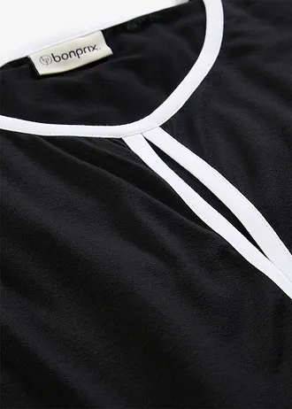 T-shirt avec passepoil • noir-écru • Boutique bonprix