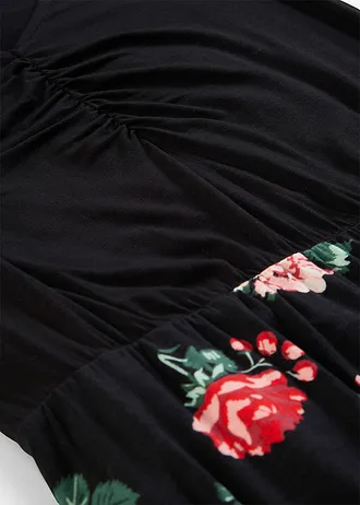 Rochie maxi din material cu viscoză • negru înflorat • magazin bonprix