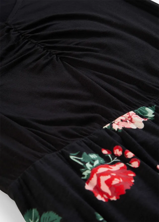 Robe longue en viscose extensible • noir floral • product-page.page-title-suffix