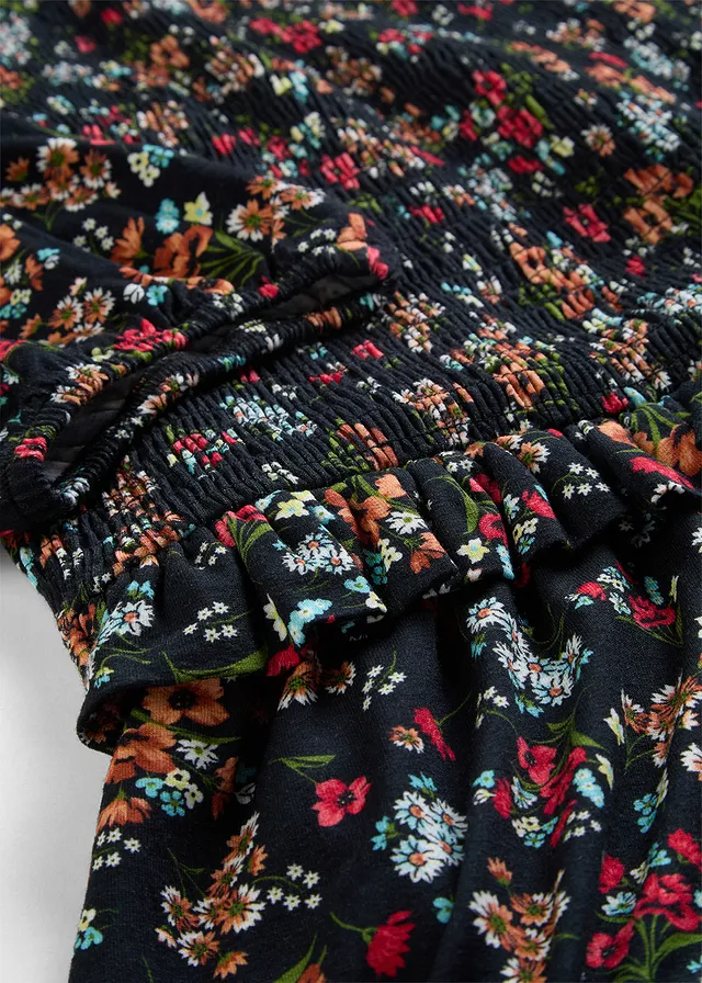 Robe midi en jersey viscose • noir floral • product-page.page-title-suffix
