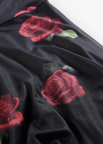 Robe midi en mesh doux • noir floral • Boutique bonprix