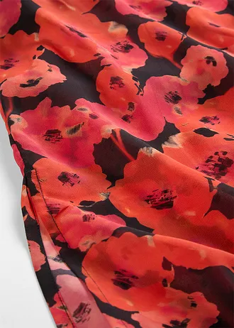 Robe longue en mousseline • noir/fraise floral • Boutique bonprix